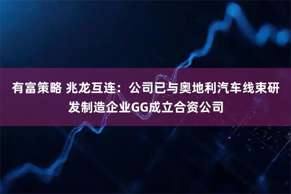 有富策略 兆龙互连：公司已与奥地利汽车线束研发制造企业GG成立合资公司